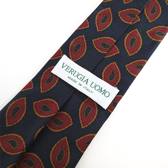 Vintage 1980s Verugia Uomo Tie Necktie Paisley Made In Italy 100% Silk VTG Rare - Picture 4 of 6
